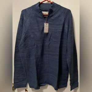 Flag & Anthem Men’s Quarter Zip-Up Sweater Navy Heather 100% Cotton Large L NWT